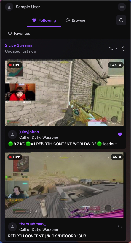 StreamBarX App Interface screenshot